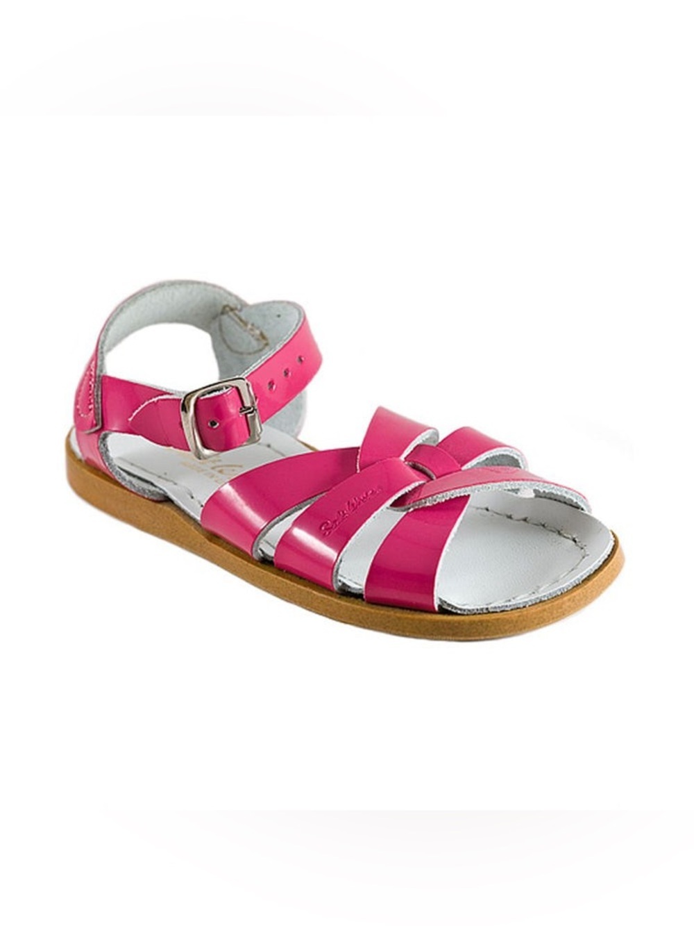 FUCHSIA SHINY SALTWATER SANDAL. Size 7